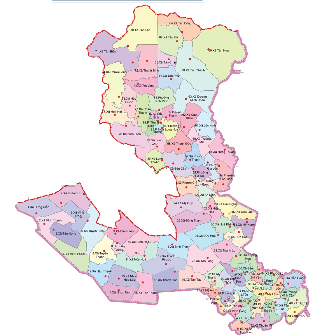 Bản đồ Xã Vàm Cỏ mới
